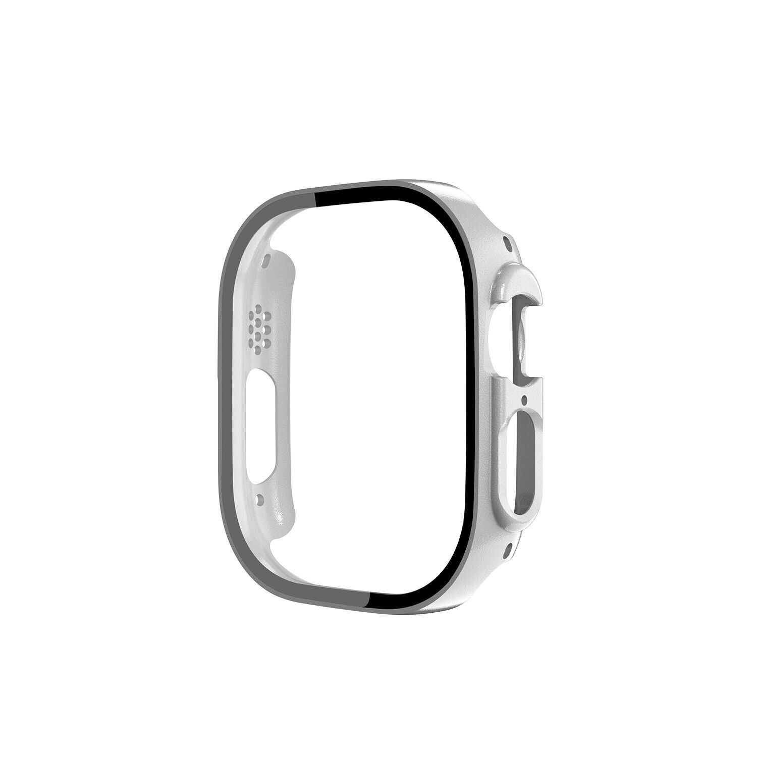 Full Coverage Tempered Glass Screen Protector Case for Apple Watch Ultra 2/1 49MM Silver